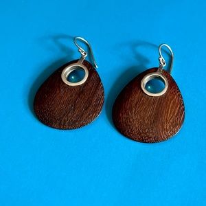 Wood + Sterling Silver Teardrop Earrings, Silpada